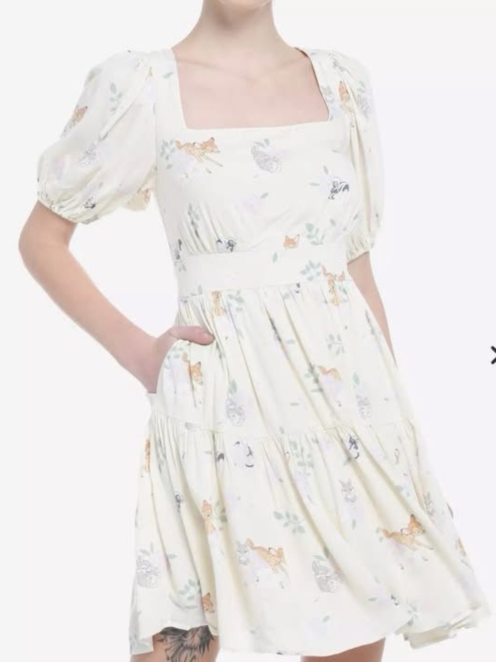 Her Universe Cream Floral & Animal Print Tiered Midi Dress - Picture 2 of 3